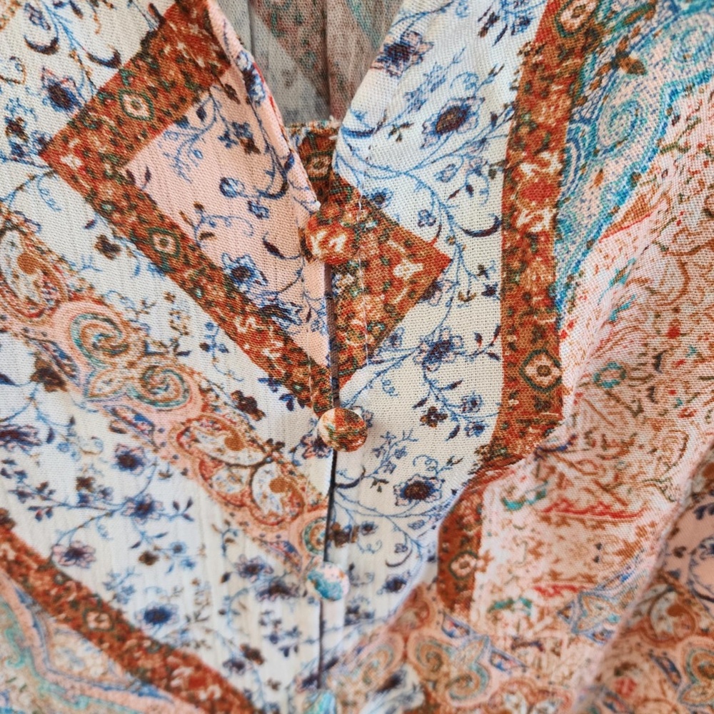 Rose & Olive Mixed Patchwork Pattern Boho Tunic B… - image 7